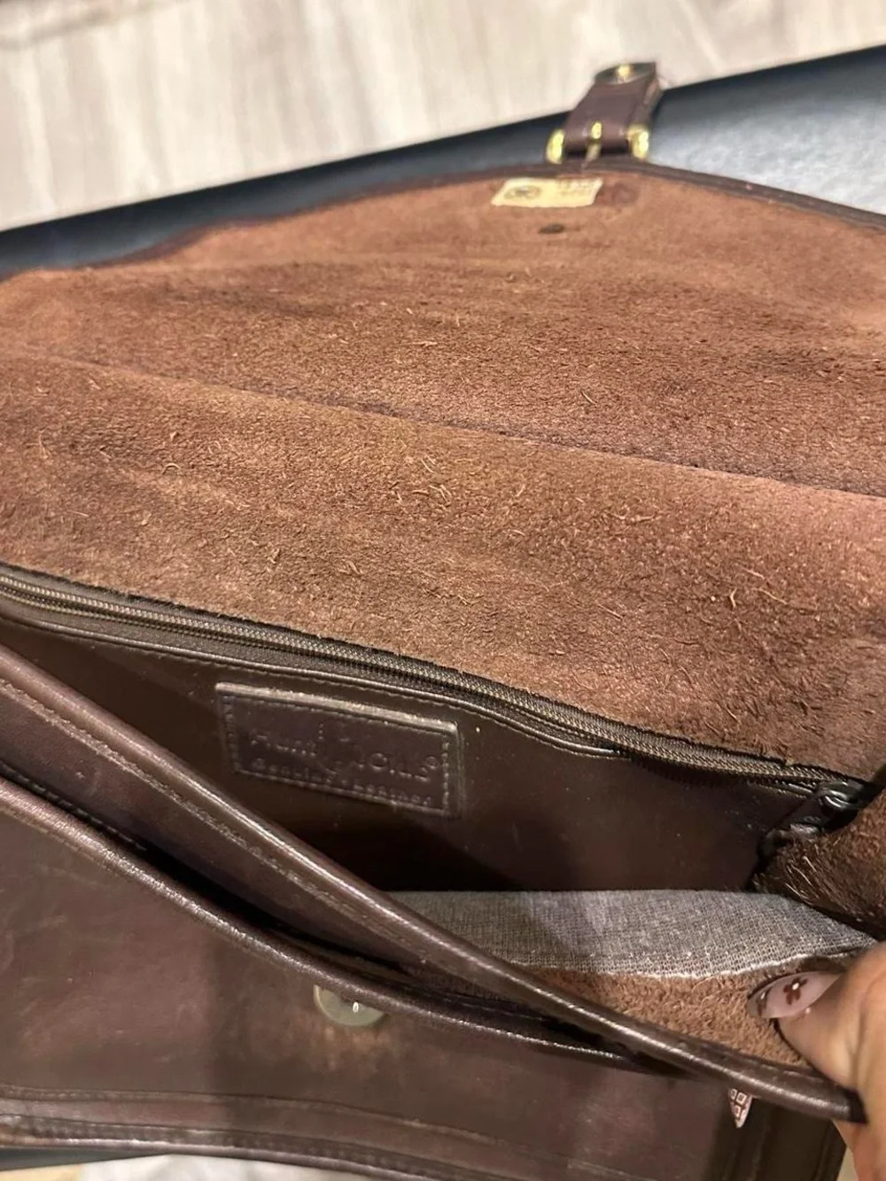 Hunt Club Brown Leather Messenger Bag with Buckle Front